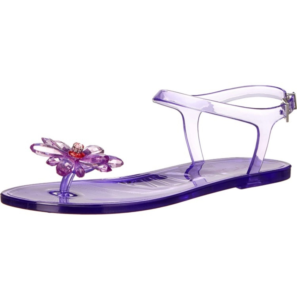 🧨1 LEFT🧨 NWOB BETSEY JOHNSON 🌸 Women's 6 Tabby Sandal PURPLE JELLY FLOWER - Picture 3 of 8
